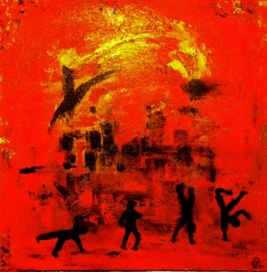Painting titled "Street Dance" by Marie Claude Lambert, Original Artwork, Acrylic