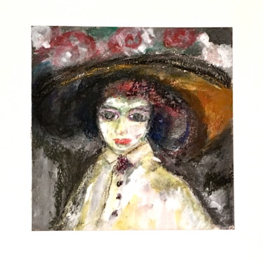 Painting titled "La femme aux yeux t…" by Marie Claude Lambert, Original Artwork, Acrylic