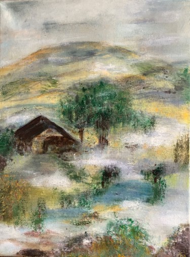 Malerei mit dem Titel "le vieux chalet" von Marie Claude Lambert, Original-Kunstwerk, Acryl