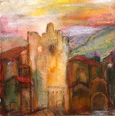 Pittura intitolato "Les vieilles maisons" da Marie Claude Lambert, Opera d'arte originale, Pastello