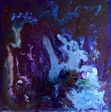 Malerei mit dem Titel "Petites notes bleues" von Marie Claude Lambert, Original-Kunstwerk, Acryl