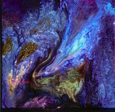Painting titled "Bleu mystique" by Marie Claude Lambert, Original Artwork, Acrylic