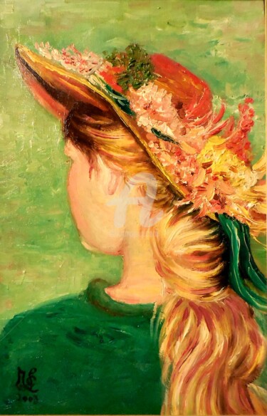 Painting titled "Chapeau fleuri.jpg" by Marie-Claude Lempereur-Laurent, Original Artwork, Oil