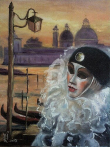 Painting titled "Pierrot.jpg" by Marie-Claude Lempereur-Laurent, Original Artwork, Oil