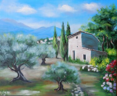 Painting titled "L'oliveraie.jpg" by Marie-Claude Lempereur-Laurent, Original Artwork, Oil