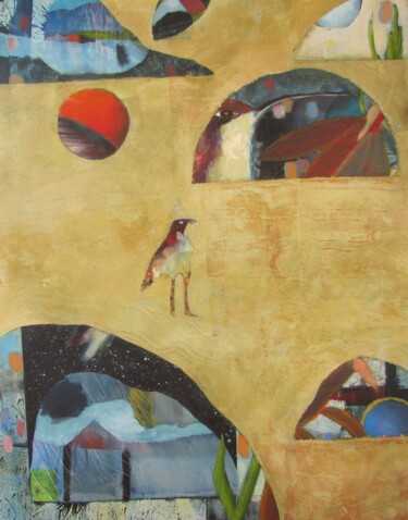 Pintura intitulada "Parchemin désert" por Marie-Claude Mainguy, Obras de arte originais, Acrílico