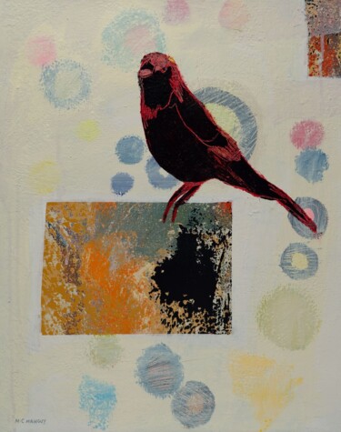 Pintura titulada "L'oiseau rouge" por Marie-Claude Mainguy, Obra de arte original, Acrílico Montado en Bastidor de camilla d…