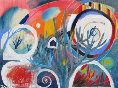 Schilderij getiteld "Chemin fertile" door Marie-Claude Mainguy, Origineel Kunstwerk, Acryl