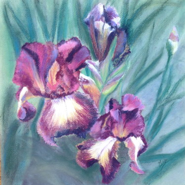 Dessin intitulée "Iris dans l'ombre" par Maje, Œuvre d'art originale, Pastel