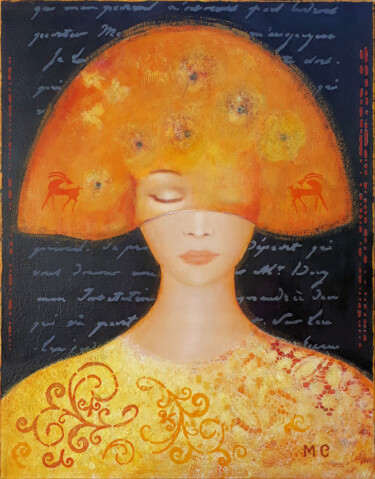 Painting titled "Ambre" by Marie Clémence Art, Original Artwork, Acrylic Mounted on Wood Stretcher frame