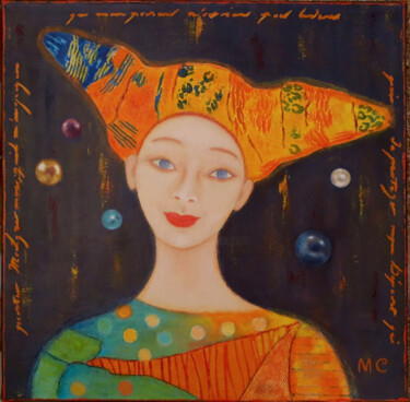 Painting titled "Charlotte" by Marie Clémence Art, Original Artwork, Acrylic Mounted on Wood Stretcher frame