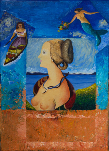 Peinture intitulée "Moitié femme, moiti…" par Marie De Vençay, Œuvre d'art originale, Huile