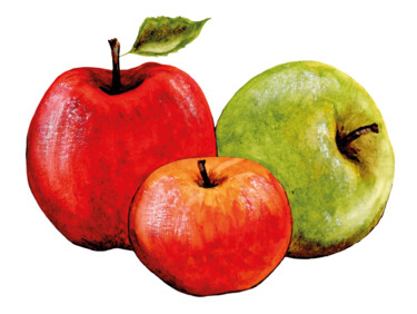 Peinture intitulée "Pommes de l'abondan…" par Marie Della Bella, Œuvre d'art originale, Aquarelle
