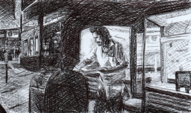 "La boîte à lettres" Dessin intitulée ""La boîte à lettres"" par Marie Désert, Œuvre d'art originale, Stylo à bille