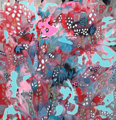 Картина под названием "Flowers 2" - Marie-Dominique Willemot, Подлинное произведение искусства, Акрил