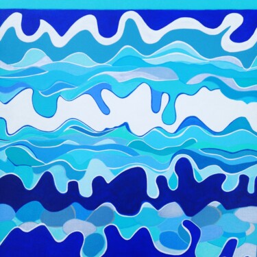 Painting titled "Les vagues" by Marie-Dominique Willemot, Original Artwork, Acrylic Mounted on Wood Stretcher frame