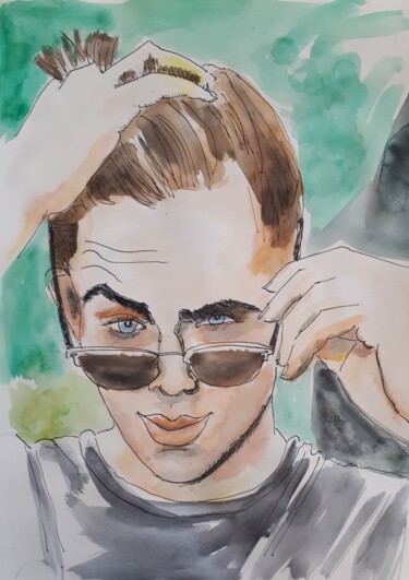 Painting titled "Sacha" by Marie Doutrelant, Original Artwork, Watercolor