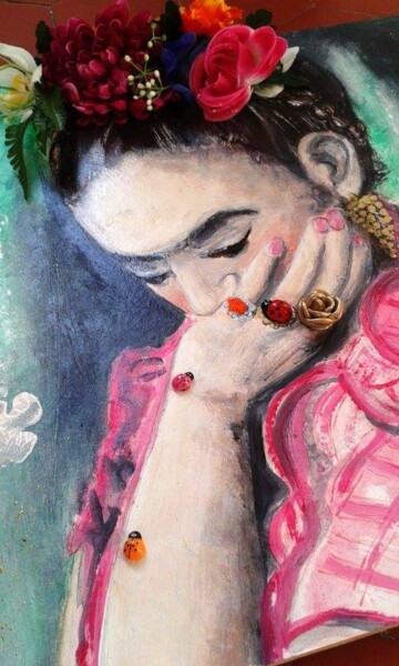 Painting titled "Frida et les coccin…" by Marie Doutrelant, Original Artwork, Acrylic