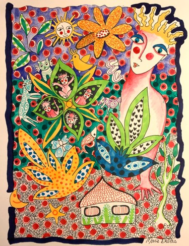 图画 标题为“Graine de vie” 由Marie Dubois, 原创艺术品, 水彩