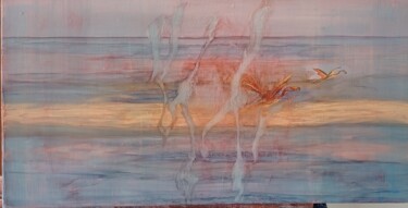 Pintura titulada "flamands" por Marie Dusimon, Obra de arte original, Pastel Montado en Bastidor de camilla de madera