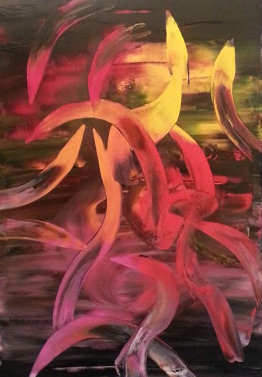 Painting titled "FLAMME" by Empreinte Marie Elodie Thomas, Original Artwork, Acrylic