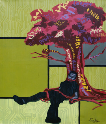 Malarstwo zatytułowany „Arbre de vie” autorstwa Marie Emmanuella Aka, Oryginalna praca, Akryl Zamontowany na Drewniana rama…