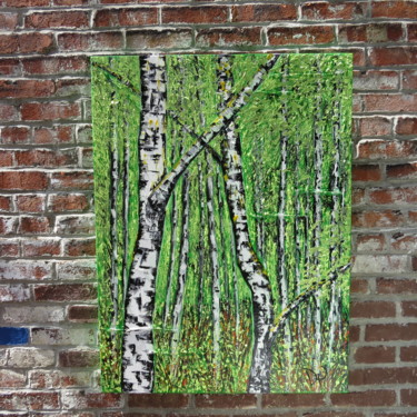 Peinture intitulée "La forêt boréale" par Marie-Eve Drapeau, Œuvre d'art originale, Huile