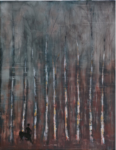 Картина под названием "Centaure en forêt d…" - Marie-Evelyne, Подлинное произведение искусства, Чернила Установлен на Деревя…