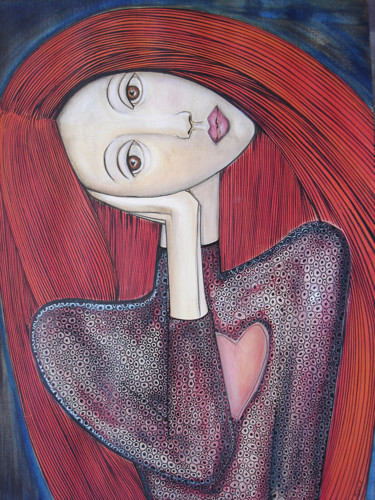 Peinture intitulée "Elle, femme enfant" par Marie-F, Œuvre d'art originale, Acrylique