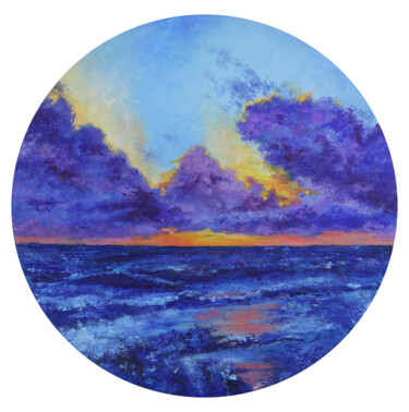 Pittura intitolato "Evening seascape wi…" da Marie Faleeva, Opera d'arte originale, Acrilico