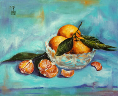 Картина под названием "Study with tangerin…" - Marie Faleeva, Подлинное произведение искусства, Масло
