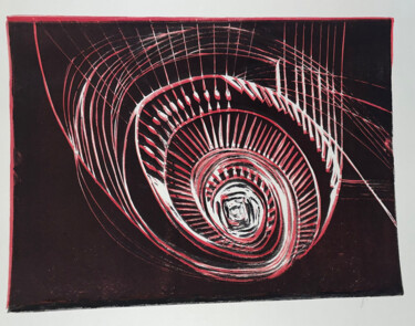 Druckgrafik mit dem Titel "Descendre ou monter…" von Marie Feldbusch, Original-Kunstwerk, Linoldrucke