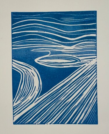 Impressões e gravuras intitulada "Hommage à Munch" por Marie Feldbusch, Obras de arte originais, Linoleogravura