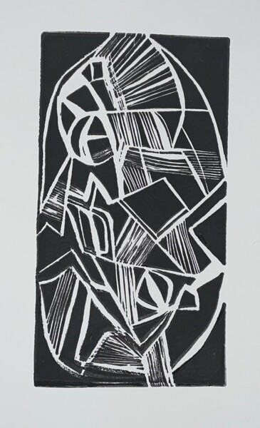 Gravures & estampes intitulée "Totem" par Marie Feldbusch, Œuvre d'art originale, Linogravures