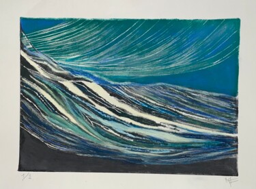 Gravures & estampes intitulée "La vague (2)" par Marie Feldbusch, Œuvre d'art originale, Monotype