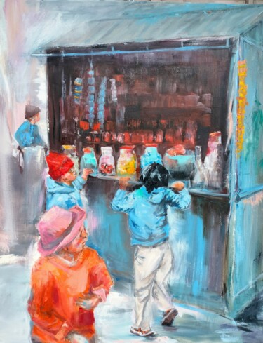 Pintura titulada "Les Gourmands de l'…" por Marie Feougier, Obra de arte original, Oleo Montado en Bastidor de camilla de ma…
