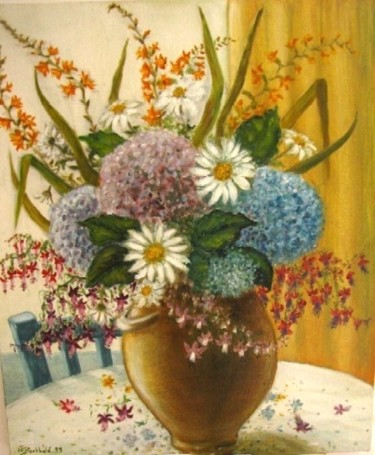 Painting titled "Bouquet breton" by Marie-France Berthelé, Original Artwork, Oil