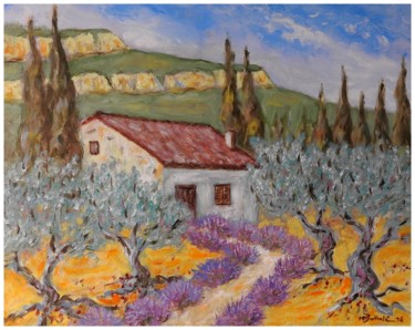 Картина под названием "Mas provençal" - Marie-France Berthelé, Подлинное произведение искусства, Масло