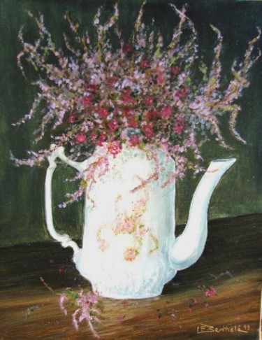 Картина под названием "bruyere-en-cafetier…" - Marie-France Berthelé, Подлинное произведение искусства, Масло