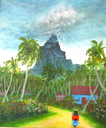 Painting titled "Mooréa (Polynésie )" by Marie-France Berthelé, Original Artwork, Oil