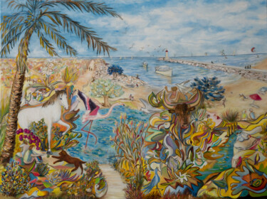 Painting titled "Le pays de mon enfa…" by Marie France Bussy (COLIBRI), Original Artwork, Oil