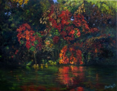 Pintura intitulada "L'arbre rouge" por Marie France Bussy (COLIBRI), Obras de arte originais, Óleo