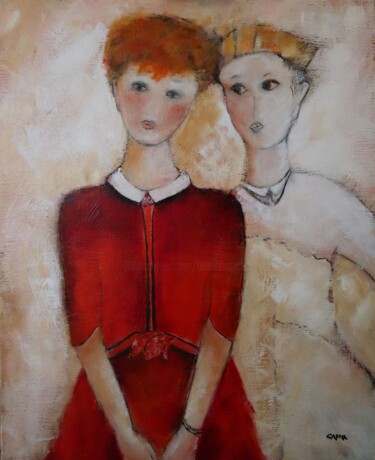 Painting titled "Les copines" by Marie-France Capron (CAPMA), Original Artwork, Acrylic