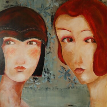 Painting titled "Brune et Rousse" by Marie-France Capron (CAPMA), Original Artwork, Acrylic