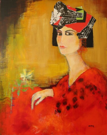 Painting titled "Chapeau de papier" by Marie-France Capron (CAPMA), Original Artwork, Acrylic