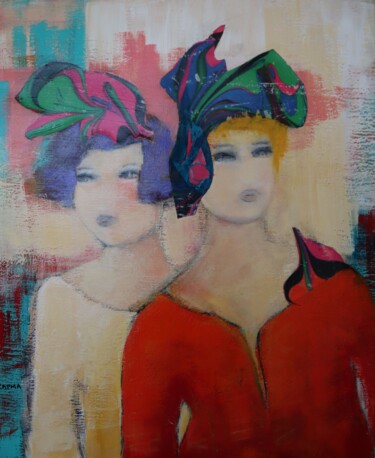 Painting titled "Les Parisiennes" by Marie-France Capron (CAPMA), Original Artwork, Acrylic