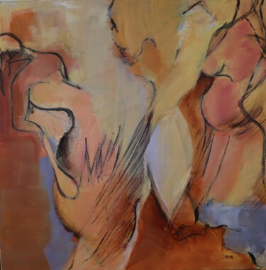 Картина под названием "Rencontre" - Marie-France Capron (CAPMA), Подлинное произведение искусства, Акрил