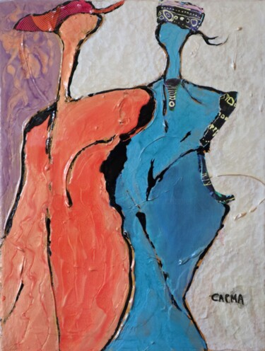 Malarstwo zatytułowany „Défilé” autorstwa Marie-France Capron (CAPMA), Oryginalna praca, Akryl