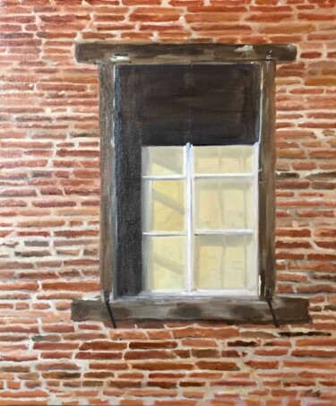 Painting titled "Les dimanches matin…" by Marie France Garrigues, Original Artwork, Oil Mounted on Wood Stretcher frame