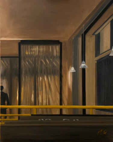 Pintura titulada "Le restaurant" por Marie France Garrigues, Obra de arte original, Oleo Montado en Bastidor de camilla de m…